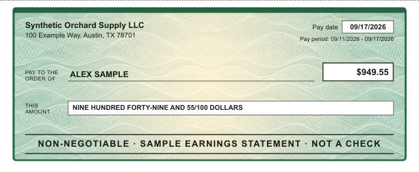 Decorative check area in the green wave style, marked non-negotiable, with sample data